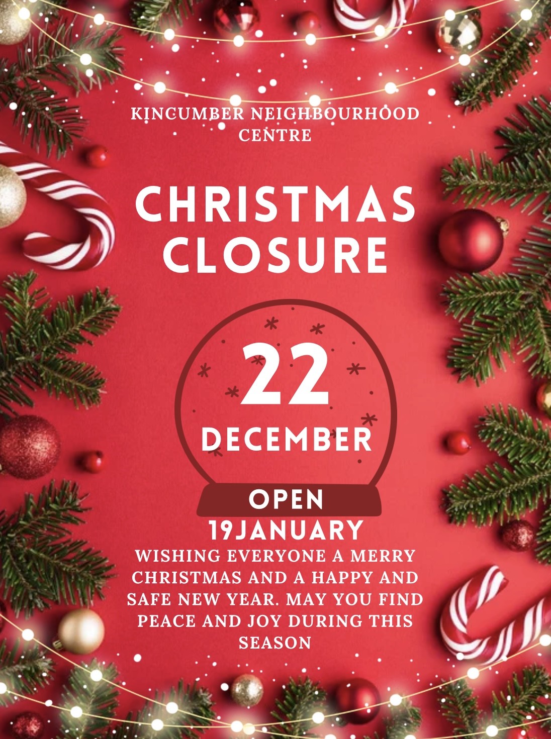 CHRISTMAS CLOSURE